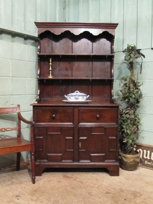Antique Small Victorian Country Oak Dresser C1880