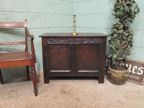Antique Small  18th Century Period Oak Coffer Box C1780