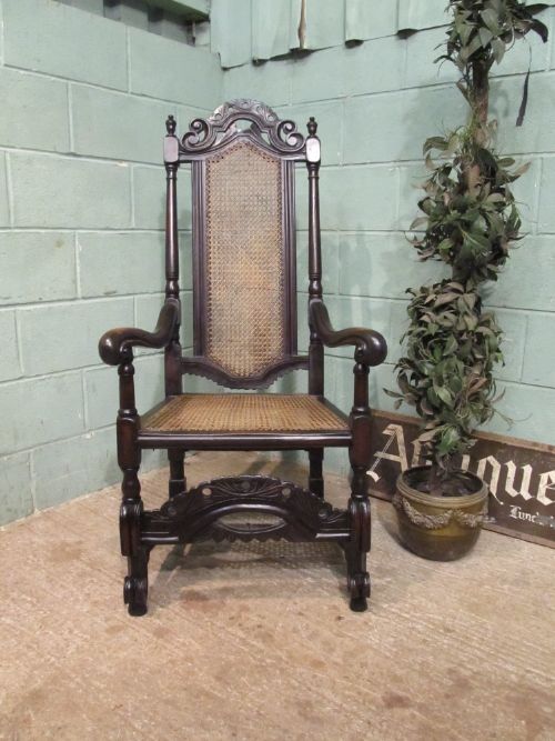 Antique Victorian Carved Oak Armchair C1880
