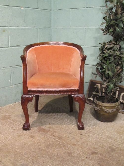 Antique Edwardian Mahogany Tub Armchair C1900