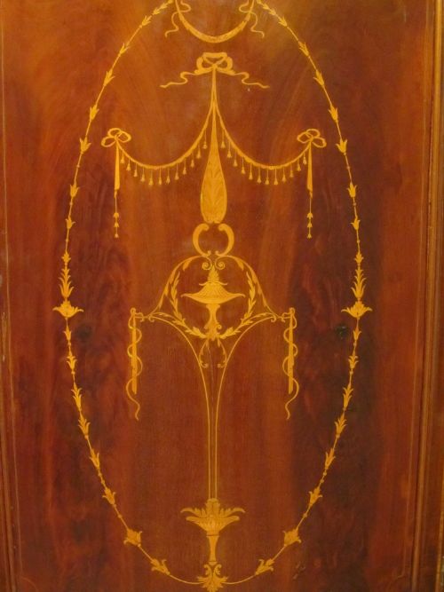 fig 2. ANTIQUE INLAID EDWARDIAN MAHOGANY TRIPLE WARDROBE COMPACTUM BY MAPLES & CO.
