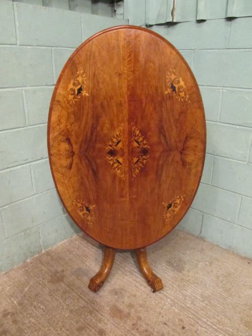 Antique Victorian Burr Walnut Inlaid Tilt Top Loo Table C1870