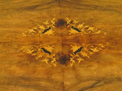 fig 2. ANTIQUE VICTORIAN BURR WALNUT INLAID TILT TOP LOO TABLE C1870
