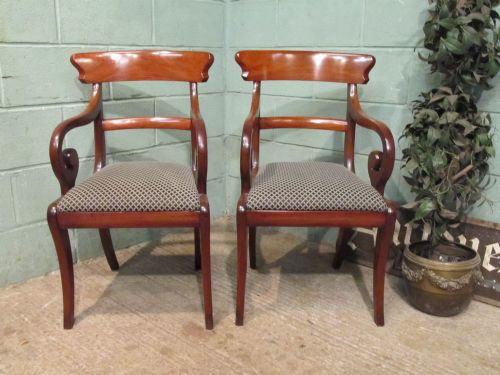 Antique Pair Regency Mahogany Bar Back Library Chairs C1820