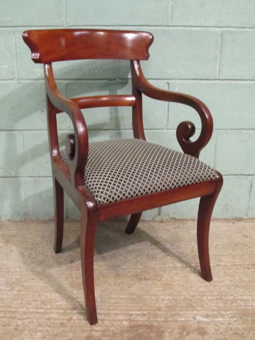 fig 1. ANTIQUE PAIR REGENCY MAHOGANY BAR BACK LIBRARY CHAIRS C1820