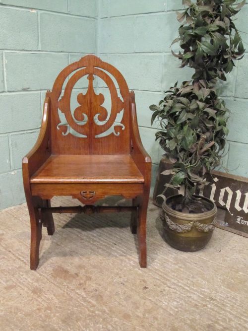 fig 1. ANTIQUE VICTORIAN GOTHIC OAK ECCLESIASTICAL ARMCHAIR C1880