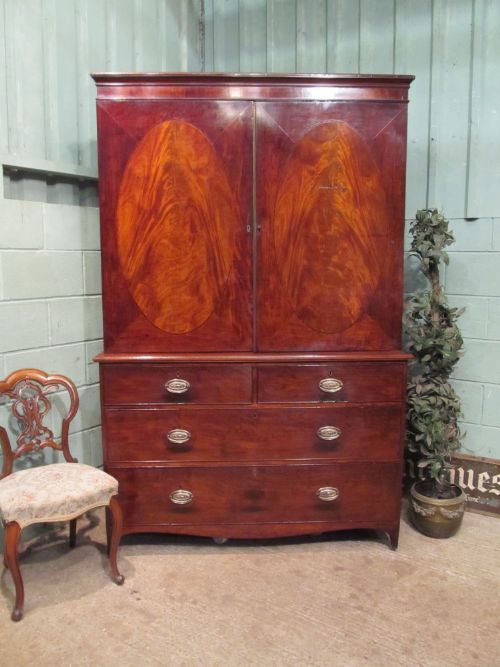 Antique Large Regency Mahogany Clothes Press C1820