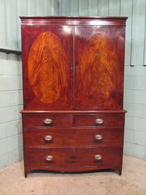 fig 1. ANTIQUE LARGE REGENCY MAHOGANY CLOTHES PRESS C1820