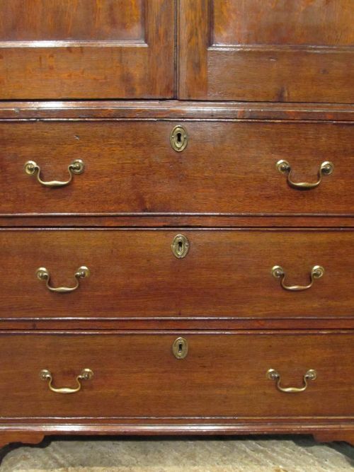 fig 1. ANTIQUE SMALL GEORGIAN OAK LINEN PRESS C1780