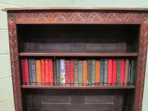 fig 1. ANTIQUE VICTORIAN CARVED OAK OPEN BOOKCASE C1880