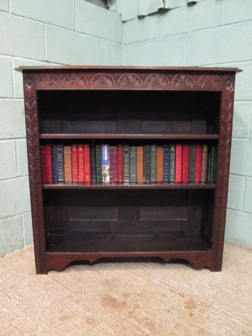 fig 2. ANTIQUE VICTORIAN CARVED OAK OPEN BOOKCASE C1880