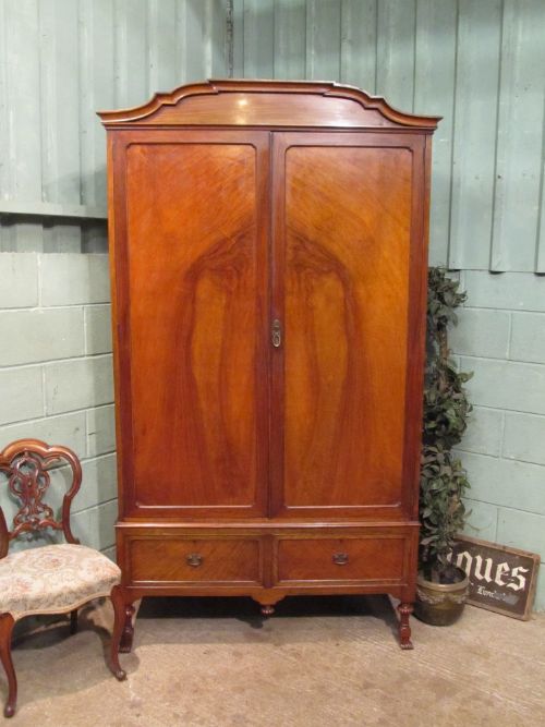 Antique Victorian Burr Walnut Double Wardrobe C1880