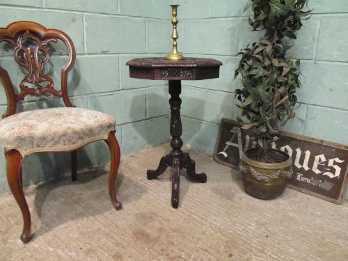 Antique Edwardian Carved Asian Tripod Table C1900
