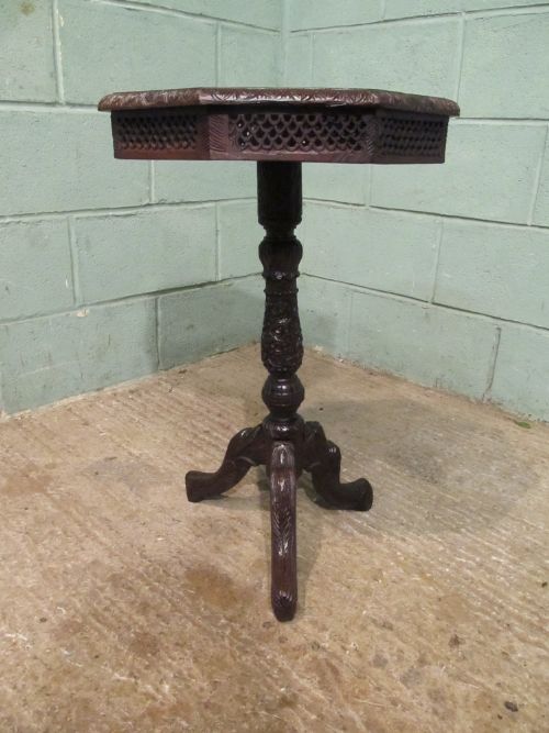 fig 1. ANTIQUE EDWARDIAN CARVED ASIAN TRIPOD TABLE C1900