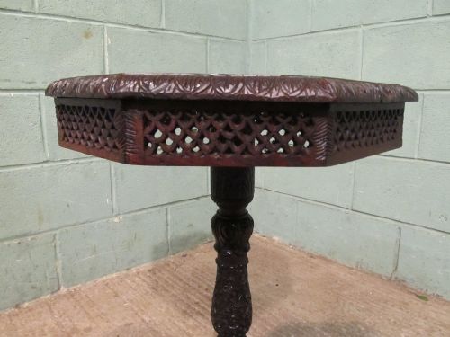 fig 2. ANTIQUE EDWARDIAN CARVED ASIAN TRIPOD TABLE C1900