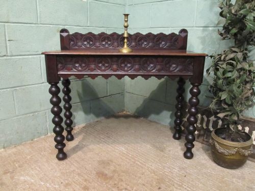 Antique Victorian Carved Gothic Oak Hall Table C1880
