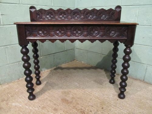 fig 2. ANTIQUE VICTORIAN CARVED GOTHIC OAK HALL TABLE C1880