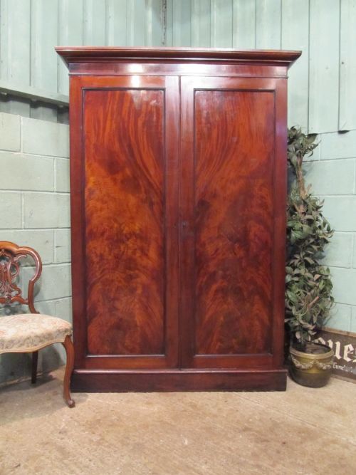 Antique Victorian Flamed Mahogany Double Wardrobe Compactum C1880