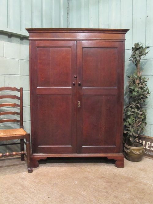 Antique Early Victorian Joined Oak Small Double Wardrobe C1840