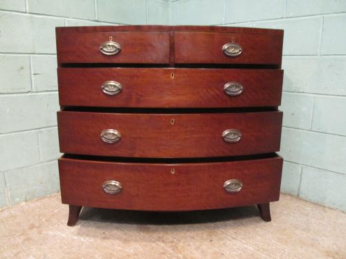 fig 2. ANTIQUE GEORGIAN REGENCY MAHOGANY BOW FRONT CHEST OF DRAWERS C1820