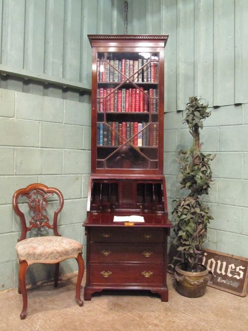 Antique Edwardian Mahogany Single Bureau Bookcase C1900