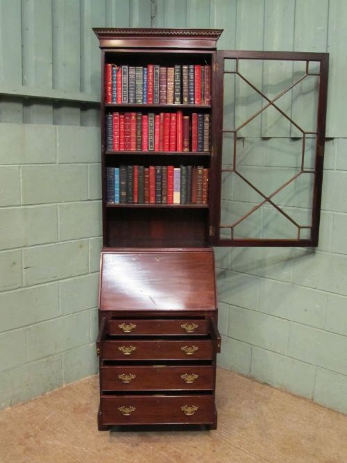 fig 2. ANTIQUE EDWARDIAN MAHOGANY SINGLE BUREAU BOOKCASE C1900