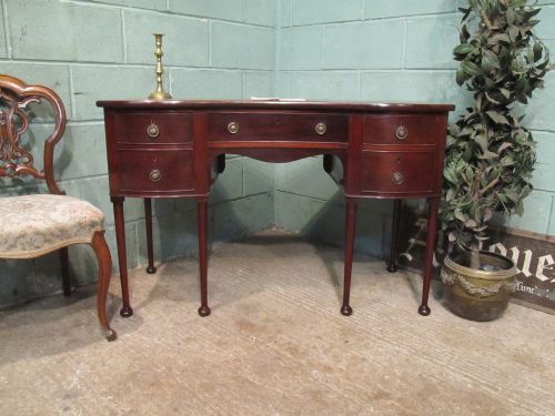 Antique Edwardian Mahogany Serpentine Shaped Desk C1900