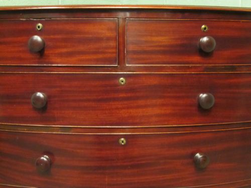 fig 1. ANTIQUE VICTORIAN MAHOGANY BOW FRONT CHEST OF DRAWERS C1880