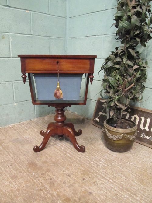 Antique Victorian Mahogany Work Box Table C1880