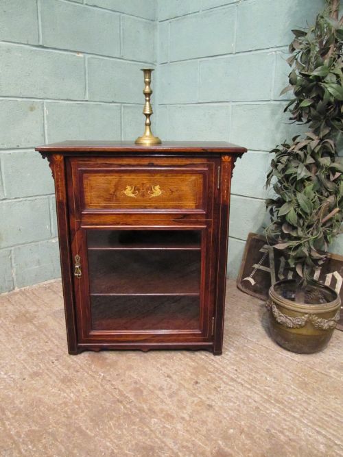 fig 1. ANTIQUE VICTORIAN ROSEWOOD INLAID MUSIC CABINET C1890