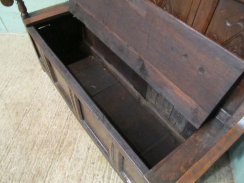 fig 2. ANTIQUE 18th CENTURY CARVED OAK BOX SETTLE C1740