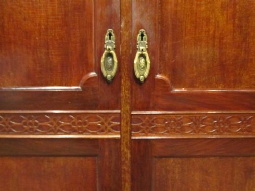 fig 1. ANTIQUE PAIR EDWARDIAN MAHOGANY LADIES & GENTS WARDROBE COMPACTUMS C1900