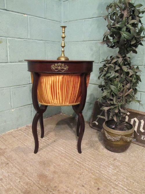 Antique Victorian Mahogany Sewing Work Box Table C1880