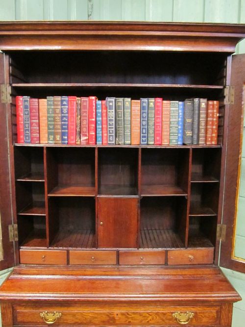fig 2. ANTIQUE GEORGIAN REGENCY OAK LIBRARY BOOKCASE C1820