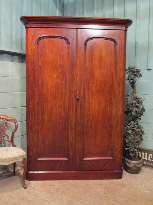 Antique Victorian Mahogany Double Wardrobe C1880