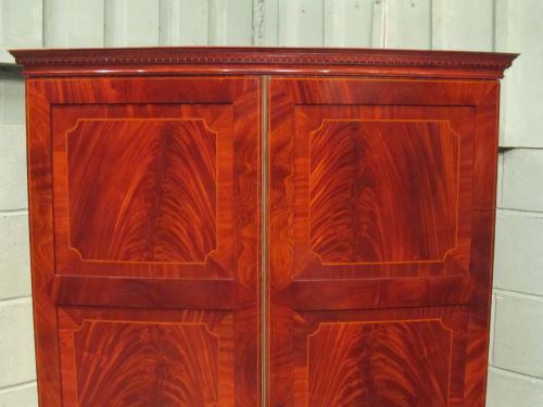 fig 2. ANTIQUE EDWARDIAN REGENCY FLAMNED MAHOGANY BOW FRONT WARDROBE C1900