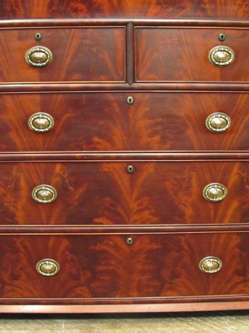 fig 1. ANTIQUE VICTORIAN FLAMED MAHOGANY CHEST OF DRAWERS C1860