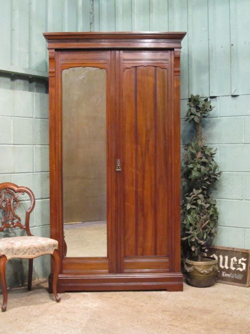 Antique Edwardian Mahogany Double Wardrobe C1900