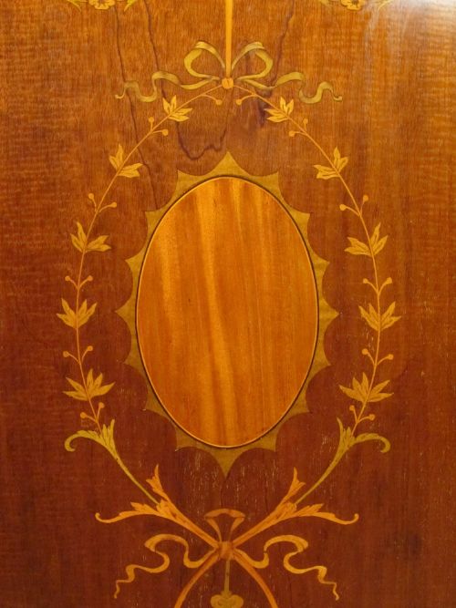fig 1. ANTIQUE EDWARDIAN MAHOGANY INLAID TRIPLE WARDROBE C1900
