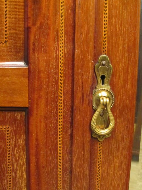 fig 2. ANTIQUE EDWARDIAN MAHOGANY INLAID TRIPLE WARDROBE C1900