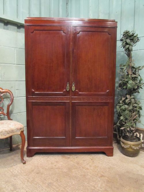 Antique Edwardian Mahogany Small Gents Wardrobe Compactum C1900