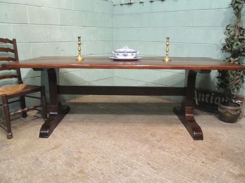 Antique Victorian Oak Refectory Dining Table Seats 10-12 C1880