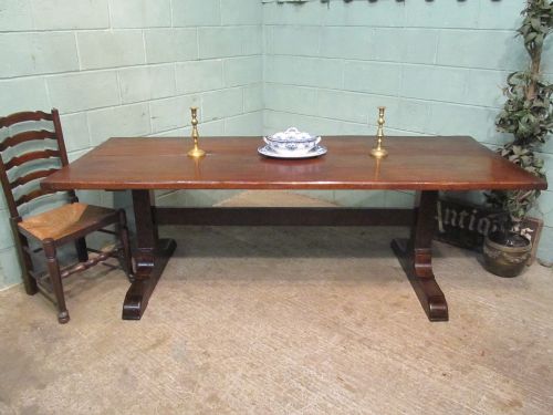 fig 1. ANTIQUE VICTORIAN OAK REFECTORY DINING TABLE SEATS 10-12 C1880