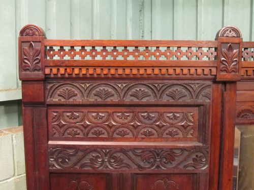 fig 2. ANTIQUE EARLY VICTORIAN CARVED OAK TRIPLE WARDROBE C1840