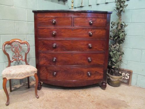 Antique Victorian Mahogany Bow Front Chest of Drawers C1880