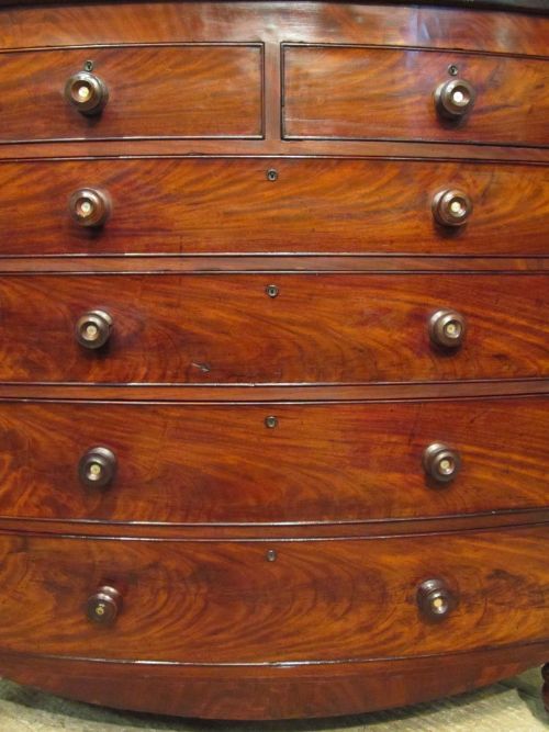 fig 2. ANTIQUE VICTORIAN MAHOGANY BOW FRONT CHEST OF DRAWERS C1880