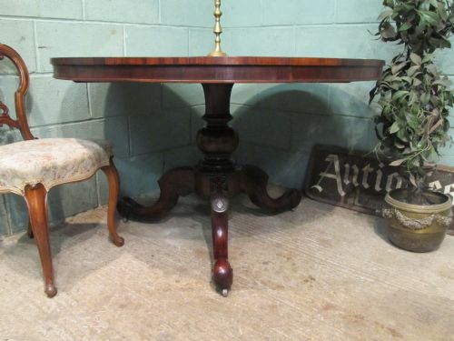 fig 1. ANTIQUE VICTORIAN ROSEWOOD TILT TOP BREAKFAST TABLE SEATS 6 -8 C1880