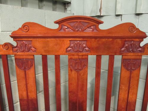 fig 2. ANTIQUE ART NOUVEAU BURR WALNUT DOUBLE BED C1890