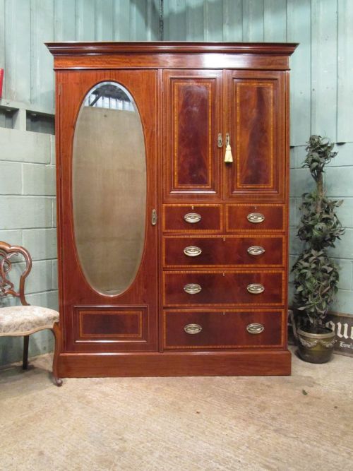 Antique Late Victorian Mahogany Wardrobe Compactum C1890