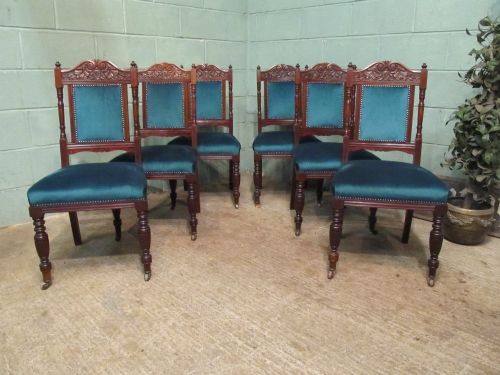 Antique Set Six Victorian Mahogany Dining Chairs C1880